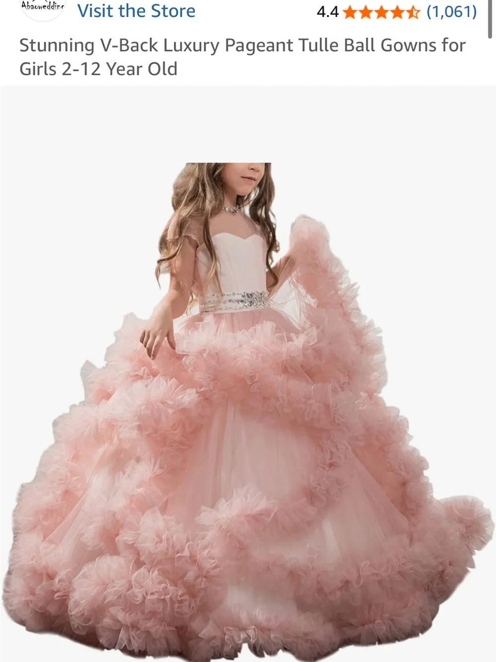 ABaoWedding Blush Pink Luxury Pageant Ball Gown | Girls Sz 8 | Flower Girl Dress